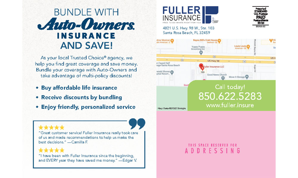 Life Insurance – Peace Of Mind for Loved Ones - Auto-Owners Life Insurance and Bundle Discount Postcard from Fuller Insurance Page 2
